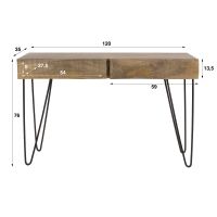 Fraaai Pioter hal-/kaptafel 2 lades massief mangohout - zand