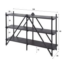Kingsley stellingkast 130 cm 3 laags - grijs