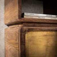 Fraaai Kelsie nachtkastje 1L klein- brass/massief mango bruin