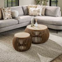 Fraaai Bruce salontafel set van 2 curve - zand