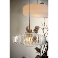 Light & Living Pleat hanglamp glas - helder/goud - OUTLET B
