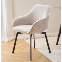 Calm terugdraai armstoel | zwart metaal onderstel | stof Caso