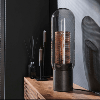 Fraaai Wrexham tafellamp 50 cm staal smoke