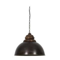 Leia hanglamp - zwart zink/hout bruin