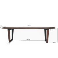Livingfurn Cortez eettafel 270 cm - bruin
