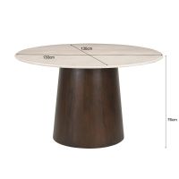 Bottecino eettafel ø130 cm - donkerbruin/beige