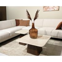 Brix Bottecino bijzettafel vierkant 75 cm - donkerbruin/beige