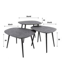 Fraaai Kiran organische salontafels - set van 3 - metallic - grijs