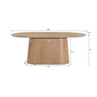 Novero eettafel ovaal 200 cm - naturel