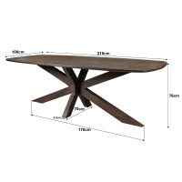 Lissabon eettafel Deens ovaal 210 cm - donkerbruin