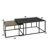 Miranda salontafel set van 2 rechthoek iron metallic - grijs