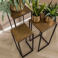 Inez bloemenzuil set van 3 brons antiek van het woonmerk Fraaai