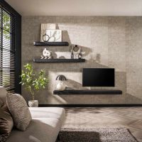 Fraaai Sani wandplank - 100 cm - metallic - zwart