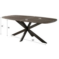 Fraaai Alfa eettafel Deens ovaal 215 cm - brons