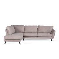 Collin 3-zits hoekbank links stof - beige/poot zwart