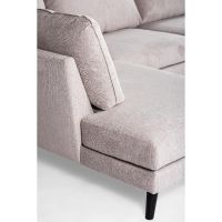 Collin 3-zits hoekbank links stof - beige/poot zwart