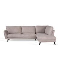 Collin 3-zits hoekbank rechts stof - beige/poot zwart