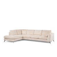 Vurna Amber 3-zits hoekbank links ribstof - beige/poot zwart