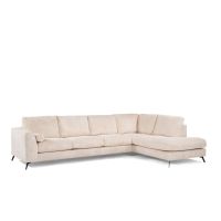 Amber 3-zits hoekbank rechts ribstof - beige/poot zwart