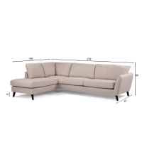 Vurna Suus 3-zits hoekbank rechts stof - beige/poot zwart