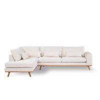 Vurna Loris 3-zits hoekbank links stof - champagne