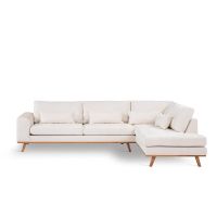 Vurna Loris 3-zits hoekbank rechts stof - champagne