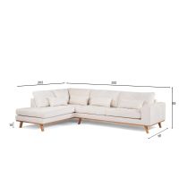 Vurna Loris 3-zits hoekbank rechts stof - champagne