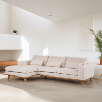 Grande 3-zits hoekbank links stof - beige