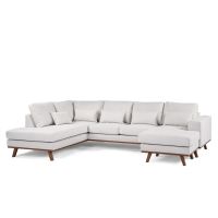 Melva 3-zits hoekbank links stof - beige