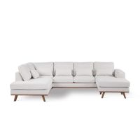 Melva 3-zits hoekbank links stof - beige