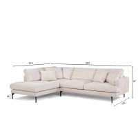 Christie 3-zits hoekbank links stof - champagne