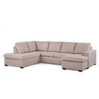 Eddie 3-zits hoekbank links stof - beige