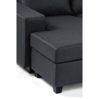 Nola 3-zits hoekbank rechts stof - antraciet