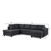 Nola 3-zits hoekbank rechts stof - antraciet