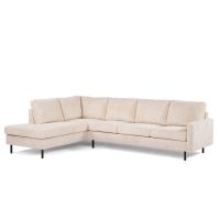 Vurna David 3-zits hoekbank links ribstof - beige