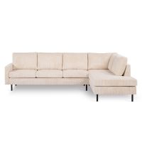 David 3-zits hoekbank rechts ribstof - beige