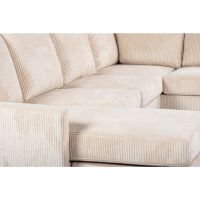 Silon 3-zits hoekbank rechts ribstof - beige