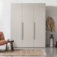 Rens 3-deurs wandkast 165 cm notenhout kiezelgrijs van het woonmerk Woood