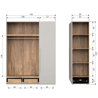 Rens 3-deurs wandkast 165 cm notenhout kiezelgrijs van het woonmerk Woood