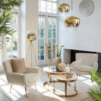 Vinstra fauteuil bouclé wit/goud van het woonmerk Light&Living