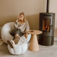 Olivia fauteuil teddy wit (incl. hocker) - Showroommodel