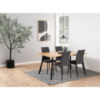 Seno eetkamerstoel | zwart metaal onderstel | stof Sawana - grijs