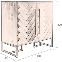 Class wandkast 50x100x100 cm bruin/goud
