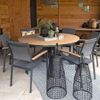 Arezzo tuintafel rond polywood teaklook 150 cm