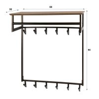 Fraaai Brano kapstok hoog 2x6 haken - bruin