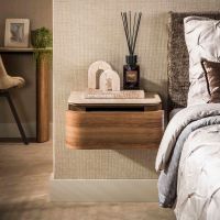 Fraaai Kermit nachtkastje zwevend 1 lade - keramiek travertin