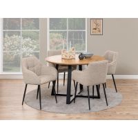 Nila armstoel | zwart metaal onderstel | stof Monza - beige