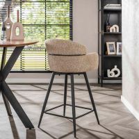 Fraaai Enzo barstoel draaibaar bouclé - zand