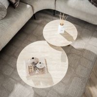 Dexter salontafel set van 2 rechthoekige poot - mdf/keramiek travertine