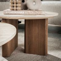 Dexter salontafel set van 2 rechthoekige poot - mdf/keramiek travertine